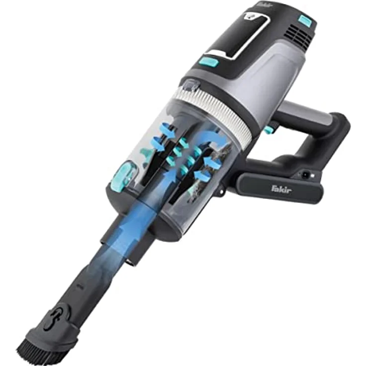 Fakir Bolt X Plus Aqua 8472 Akku-Staubsauger, kabelloser Staubsauger mit 550 Watt, HEPA-Filter, 3000-mAh-Akku, Schnellladung, 600ml Staubbehälter, LCD-Display, 4 Leistungsstufen, LED-Düse, Knickrohr, – Bild 5