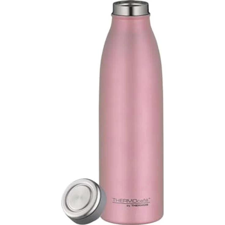 THERMOS Isolier-Trinkflasche TC Bottle, 0,5 L, rosé gold matte Optik, doppelwandiger Edelstahl, frei von BPA,, unzerbrechlich, 100 % dicht - auch bei Kohlensäure, leichtes Öffnen ohne Abrutschen, gummierter Drehverschluss schlankes Design, spülmaschinenge – Bild 4