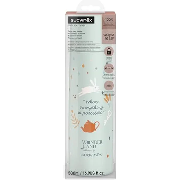 Suavinex 303311 Thermosflasche für Flüssigkeiten, 500 ml, grün, aus 100% Edelstahl mit luftdichtem Verschluss und Temperaturhaltefunktion bis zu 6 Stunden – Bild 2