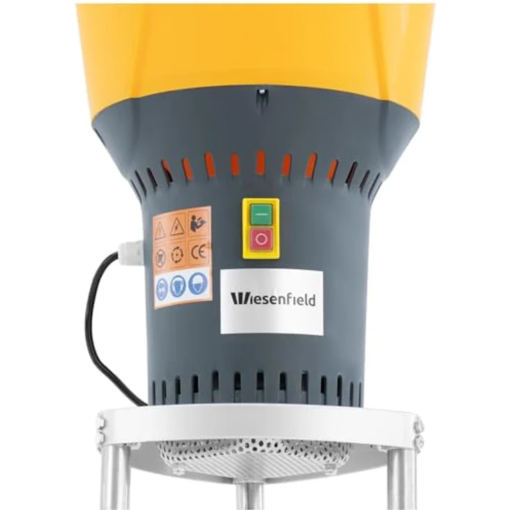 Wiesenfield WIE-FC-60B, Elektrische Getreidemühle mit 60 L Fassungsvermögen, 400 kg/h, 1300 W, inklusive Untergestell und 5 Sieben – Bild 3
