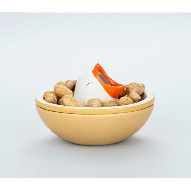 Balvi Snackschale Hungry Bird, 10,5 x 16 cm Keramik, weiß/beige mit Innenfach für Nussschalen und Olivenkerne – Bild 5