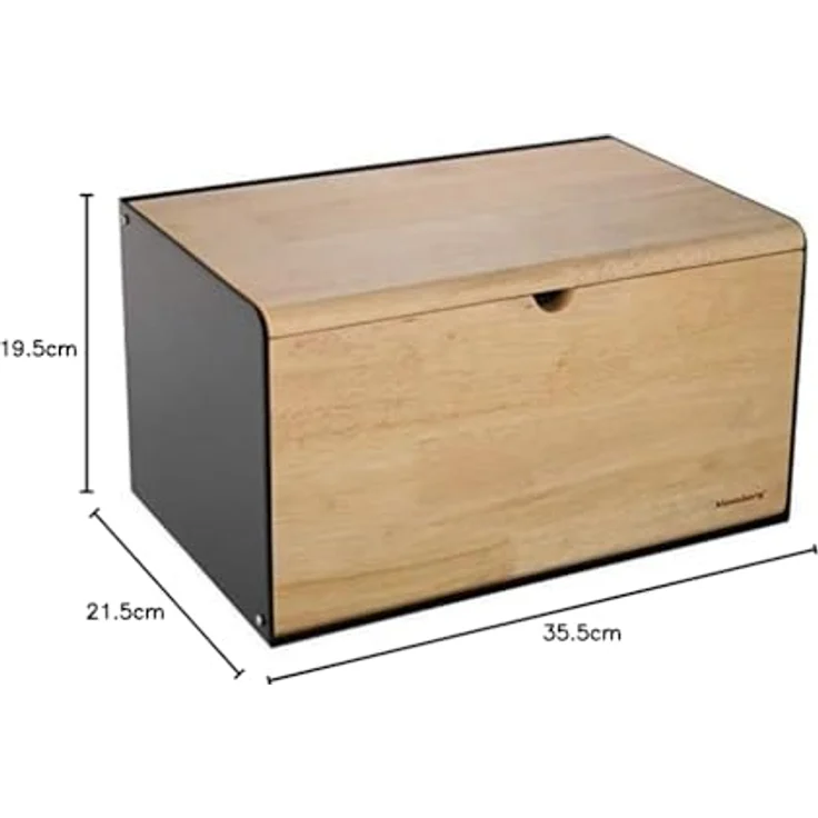 Klausberg wooden and steel bread box (KB-7386), Brotaufbewahrung, Schwarz – Bild 5