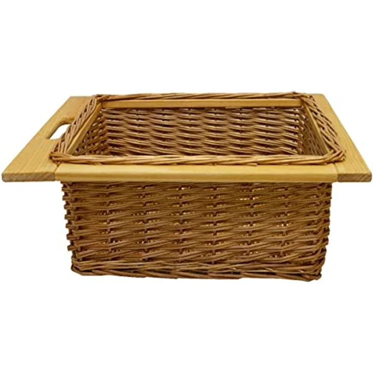 Monster Shop Ausziehbare Weidenkörbe Küche Rattan, 500mm, 100% handgefertigt, mit Befestigungssatz, Braun – Bild 5