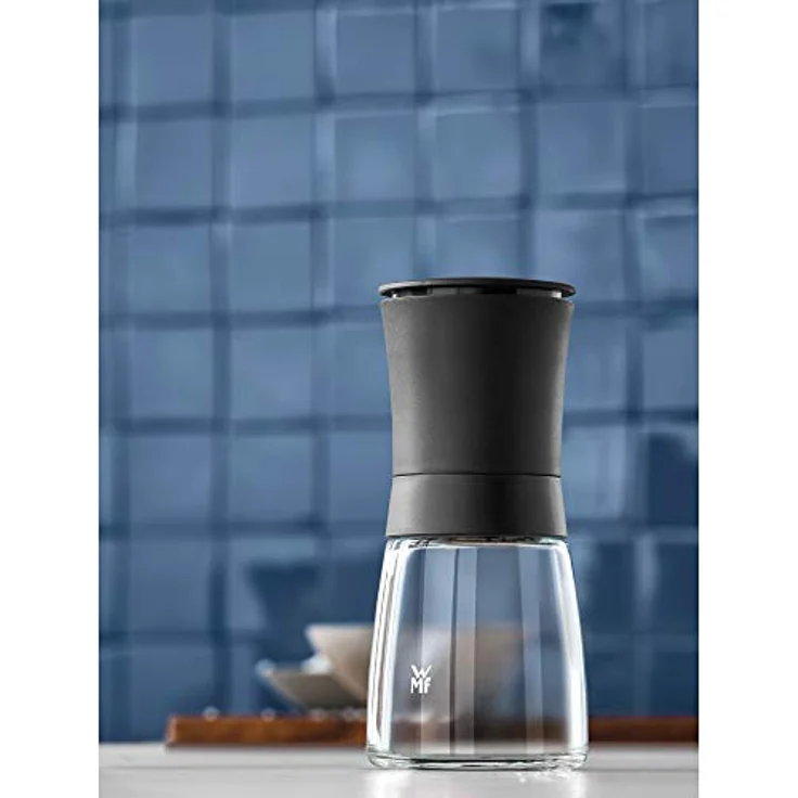 WMF Trend Gewürzmühle 14 cm, unbefüllt, Glasbehälter, Keramikmahlwerk, Mühle für Salz, Pfeffer, Gewürze, Chilischoten, schwarz – Bild 2