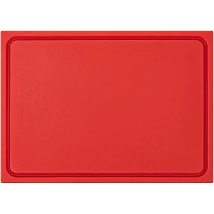MUVELL stabiles Schneidebrett Kunststoff Spülmaschinenfest, EXTRA dick, messerschonend | HACCP rohes Fleisch Küchenbrett | Schneidbrett mit Saftrille (Rot, 45x30x2 cm) – Bild 2