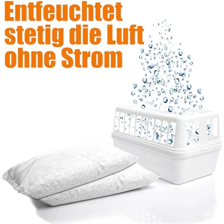 BigDean Luftentfeuchter Set, 4 Stück + 8x Nachfüllpack (1,2kg) – wiederverwendbare, stromlose Feuchtigkeitskiller für Räume bis 50m² – Bild 3