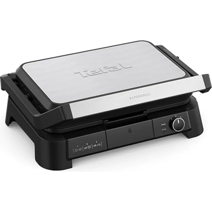 Tefal SuperGrill 3in1 GC520DE0, Kontaktgrill mit 2000 Watt Leistung, 3 Temperaturstufen und 800 cm² Grillfläche für bis zu 8 Personen