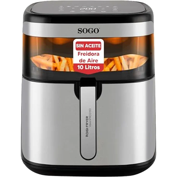 Sogo Heißluftfritteuse Vision PRO1700, 1700 W, 10 Kochfunktionen, digitales Rezeptbuch, Keramikbeschichtung – Bild 1