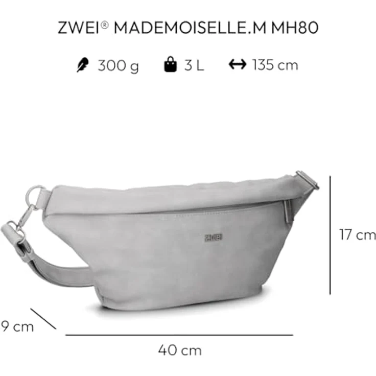 Zwei Mademoiselle.M Umhängetasche 40 cm, weiss, 100% Polyurethan, Nubuk Ice – Bild 2