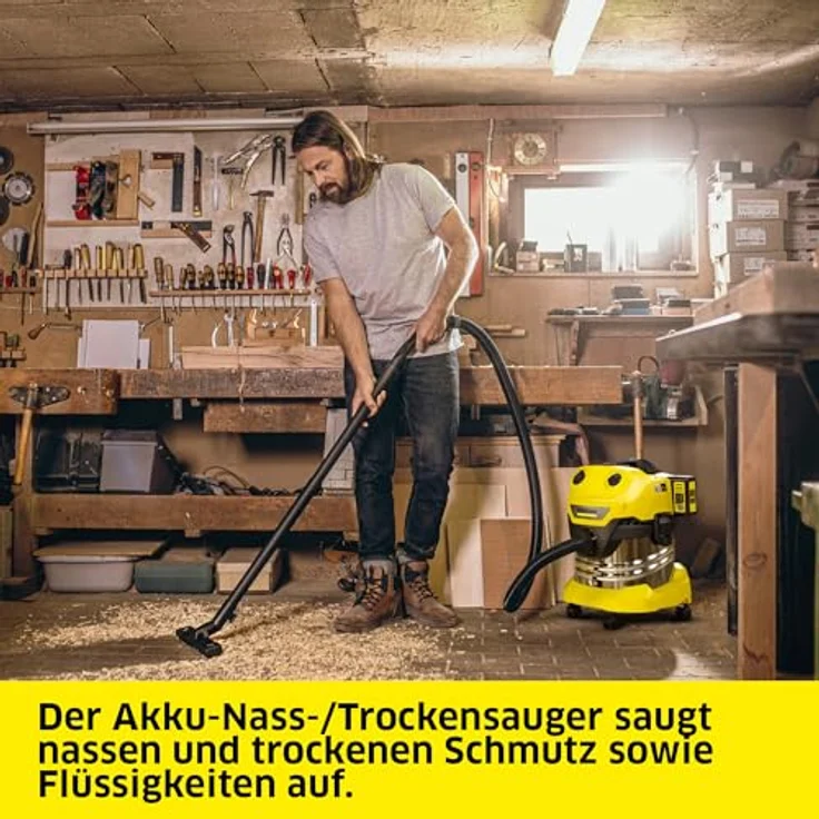 KÄRCHER Nass-Trocken-Sauger WD 4-18 S Dual Battery Set V-20/22, 36-V-Motor, 20 l Edelstahlbehälter, inkl. Akku und Ladegerät, kraftvoller 36-Volt-Motor und optimale Saugleistung – Bild 3