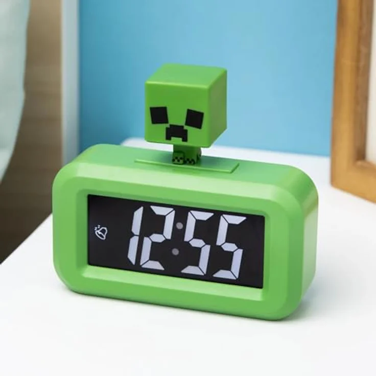 Paladone Creeper Minecraft Tischwecker, Grün, digital mit Schlummerfunktion und kompaktem Design – Bild 1