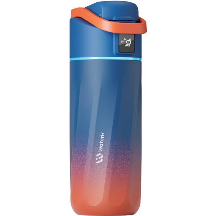 WaterH Trinkflasche Boost Kids, 475 ml, LED-Display, BPA-frei, Orange-Dunkelblau