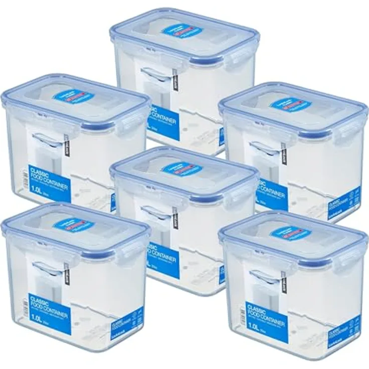 LocknLock 6er Set HPL812 Vorratsdosen - Frischhaltedosen 1 Liter - Geeignet zum Einfrieren und in der Mikrowelle - Food Box Meal-Prep-Boxen, Blau