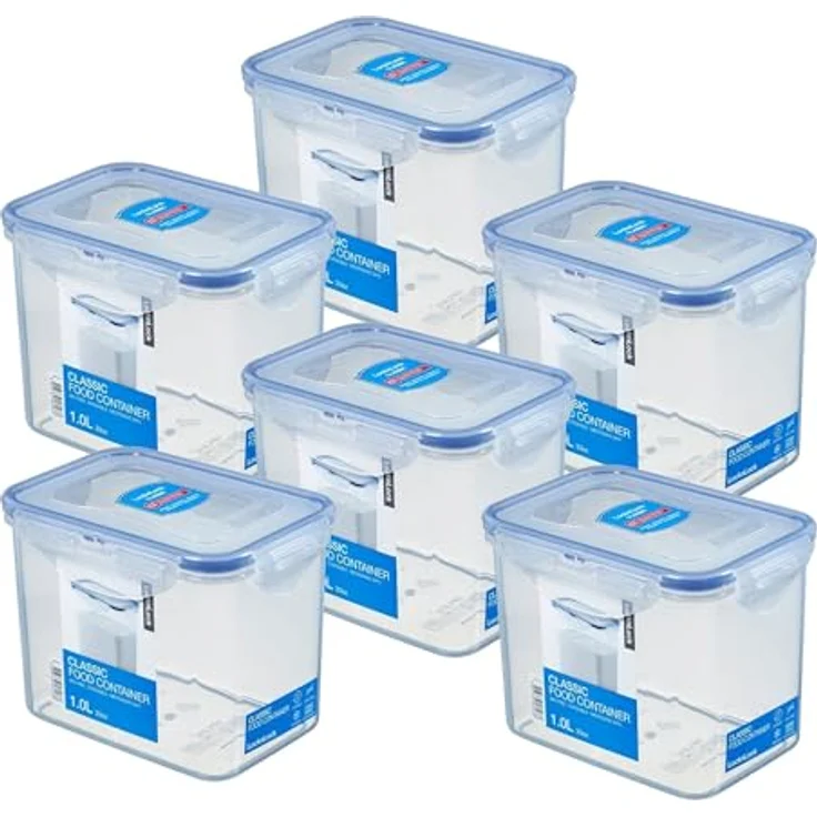 LocknLock 6er Set HPL812 Vorratsdosen - Frischhaltedosen 1 Liter - Geeignet zum Einfrieren und in der Mikrowelle - Food Box Meal-Prep-Boxen, Blau – Bild 1