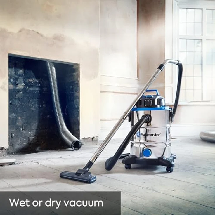 Vacmaster Nasssauger Industriestaubsauger Edelstahl 30L Behältergröße, 230 Air Watt Saugleistung mit Steckdose für Einschaltautomatik mit Elektrowerkzeugen, Blasfunktion und Wasserablassöffnung Beutel – Bild 3