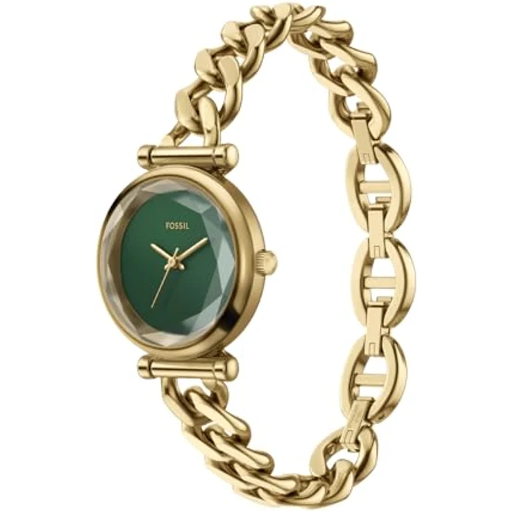 Fossil Carlie ES5441 Damen 28MM Goldfarbene Edelstahluhr mit grünem Zifferblatt und 50m Wasserdichtigkeit – Bild 3