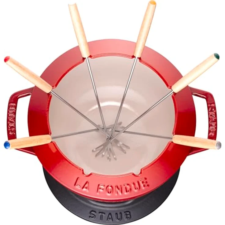 Staub Fondueset, Induktionsgeeignet, Gusseisen, Kirschrot, 20 cm Durchmesser – Bild 2