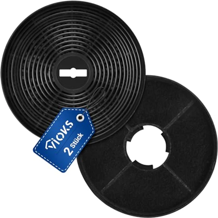 VIOKS Aktivkohlefilter Dunstabzugshaube Set 2 Stk 170mmØ Ersatz für Oranier KSC 700 - Kohlefilter für Dunstabzugshauben Gorenje DKF2500, DKF500M / MAN Leo, Mini, Jupiter - Kunststoff Aktivkohlefilter mit Flies, Durchmesser 170 mm, Höhe 34 mm – Bild 1
