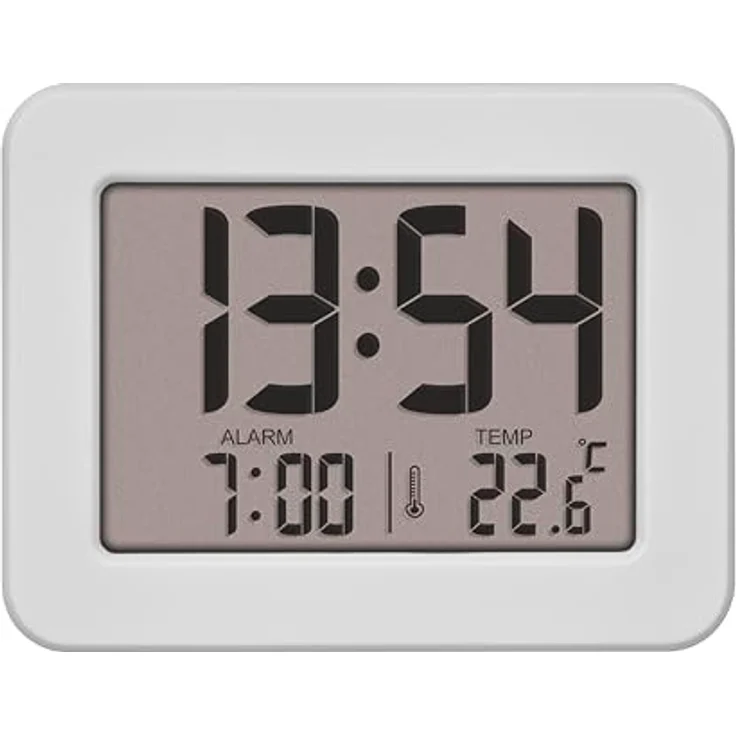TFA Dostmann Mini Wecker 60.2044.02, Digitaluhr mit Temperaturanzeige, batteriebetrieben, inkl. Datum und Weckalarm, klein, weiß – Bild 2