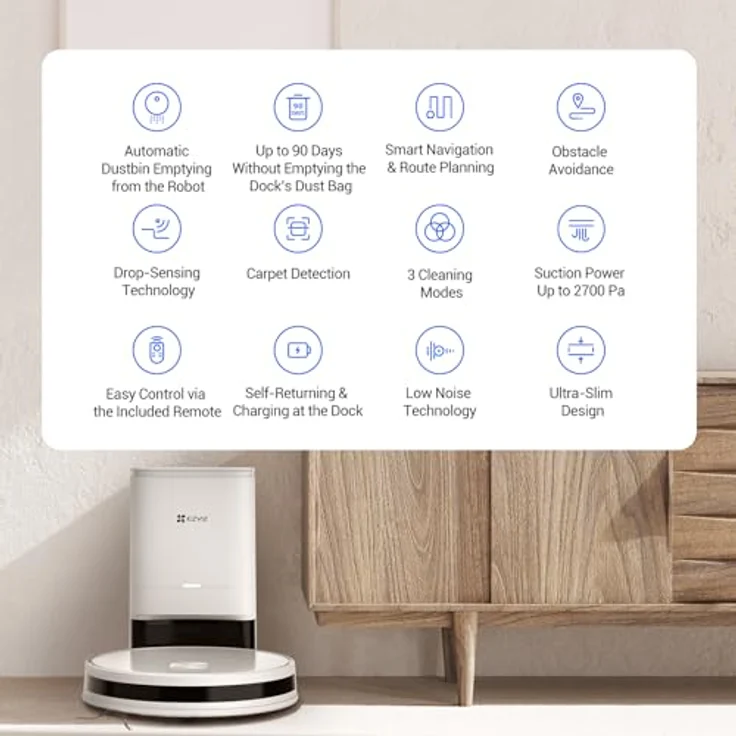 EZVIZ RC3 PLUS, Staubsauger Roboter, Weiss – Bild 2