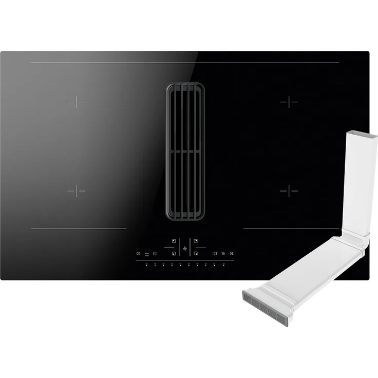 Amica Induktionskochfeld mit Dunstabzug 1195380 + 1195388, Schwarz, Timer, TouchControl, 4 Kochzonen, 9 Leistungsstufen, Rahmenlos und flächenbündig einbaubar