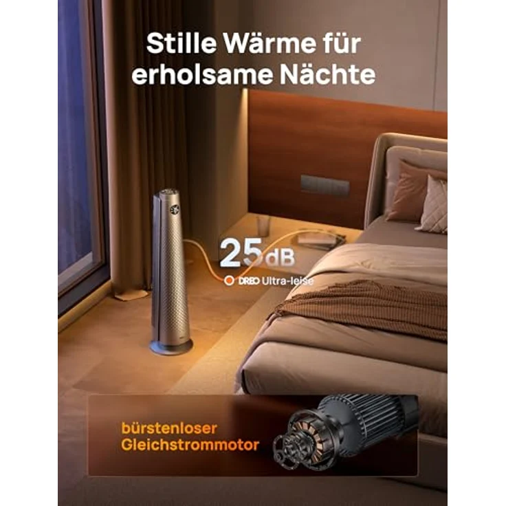 Dreo Heizlüfter 2000W, Elektrische Heizung mit Fernbedienung, 25 dB, 120° Oszillation, Energiesparendes ECO-Modus, Thermostat, Überhitzungs- & Kippschutz – Bild 3