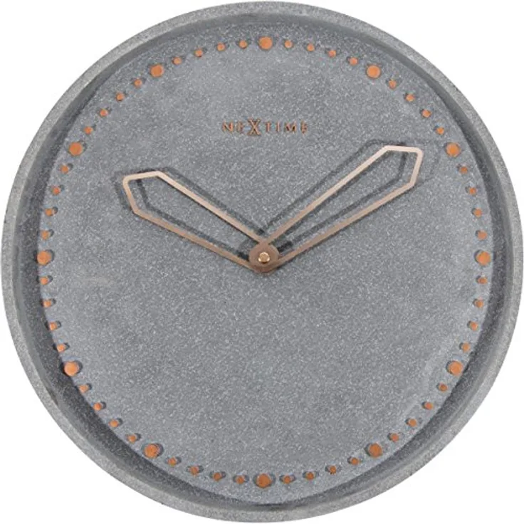 NeXtime Wanduhr "CROSS", lautlos, rund, Stein / Metall, Grau, ø 35 cm