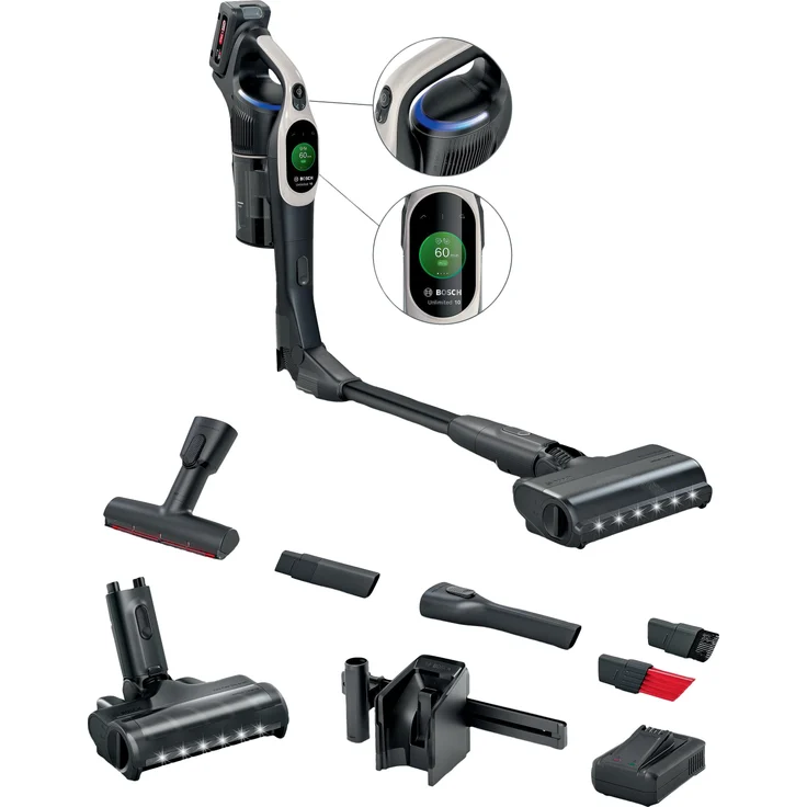 Bosch BBS1041GQC Unlimited 10, Kabelloser Akku-Staubsauger mit MicroClean-Technologie, grau