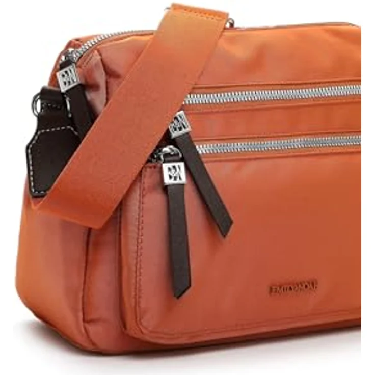 EMILY & NOAH E&N Esther Umhängetasche, schicke Nylon-Tasche mit Reißverschluss, Uni-Design, längenverstellbarer Umhängeriemen, Damen – Bild 8