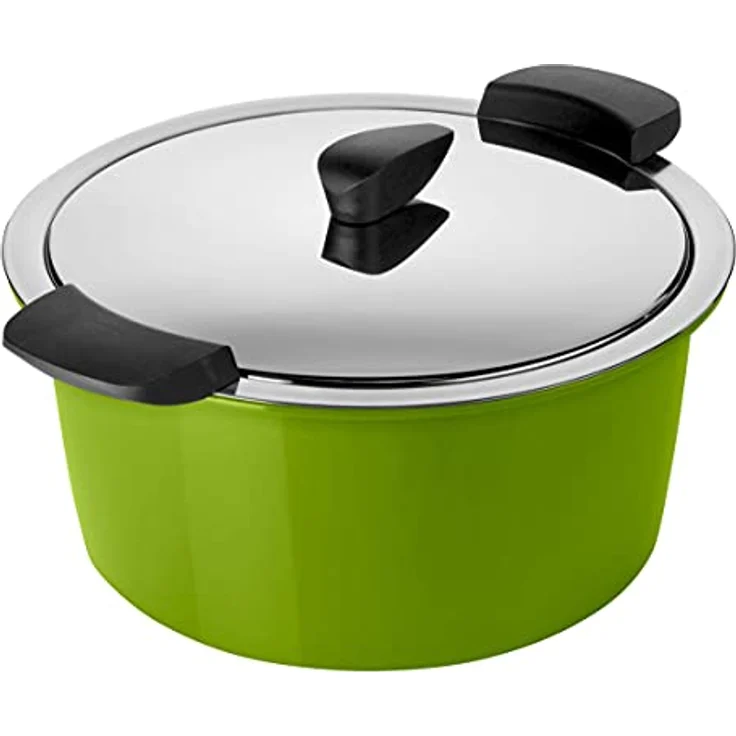 KUHN RIKON HOTPAN Kochtopf mit Deckel, Grün, 1 Liter, 14 cm, dampfgaren, warmhalten, induktionsgeeignet, Edelstahl, Stainless Steel – Bild 1