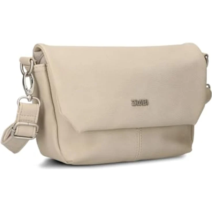 Zwei Mademoiselle.M M40 Umhängetasche, elegant mit Schlüsselfinder, Nubuk-Linen (beige) – Bild 6