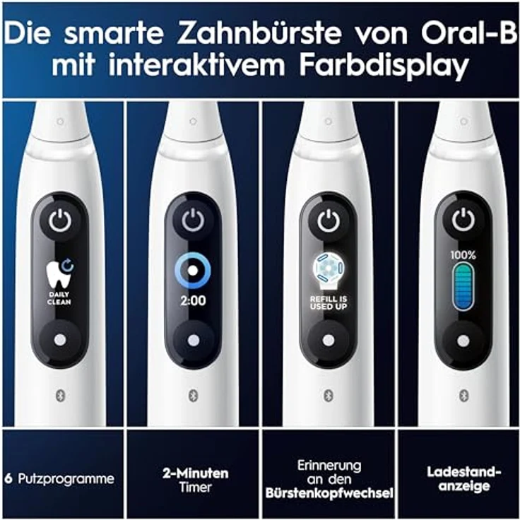 Oral-B iO Series 8N White Alabaster Elektrische Zahnbürste, 2 Aufsteckbürsten – Bild 6