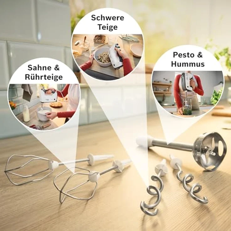 Bosch Hausgeräte Handrührer, ErgoMixx, 750 W, Weiß, grau, MFQ37470, Handmixer, Grau, Weiss – Bild 8