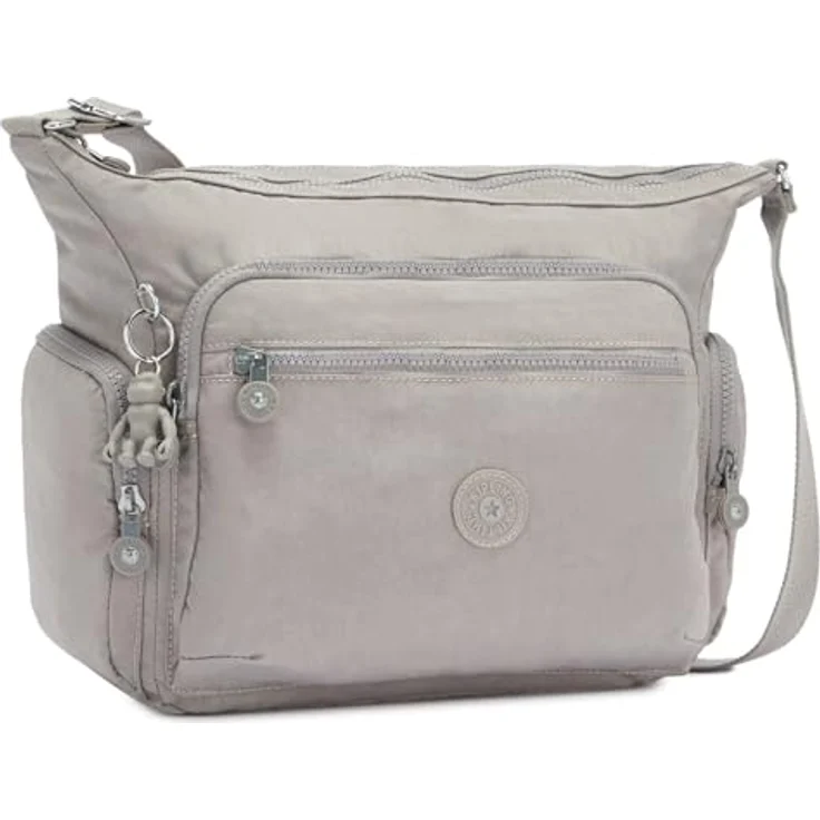 Kipling Basic Gabbie, Damen Umhängetasche aus Polyamid, 35 cm, grau mit Reißverschluss- und Steckfächern – Bild 2