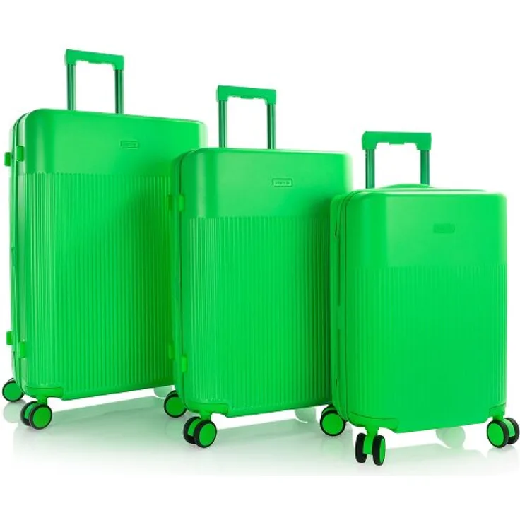 Heys HiLite 4 Rollen Kofferset 3-teilig, grün, 100% Polycarbonat, mit Dehnfalte, Maße 49 cm x 30 cm x 74 cm