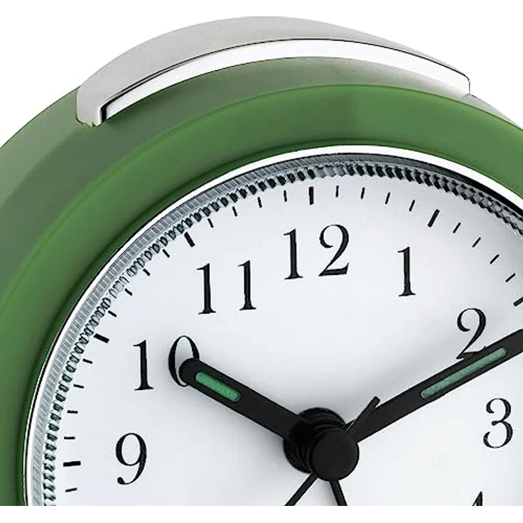 TFA Dostmann Analoger Wecker 60.1021, leises Uhrwerk mit Snooze-Funktion und Hintergrundbeleuchtung, grün, L 87 x B 55 x H 90 mm – Bild 4