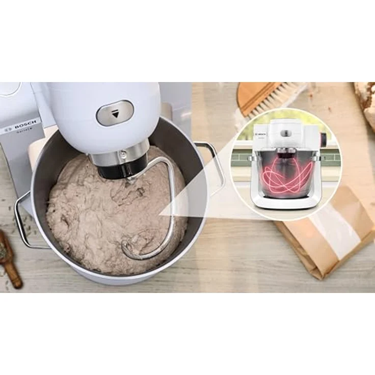 Bosch MUMS6EW22 Robot de cocina Serie 6 Multifunktions-Küchenroboter, Plastic, White - 5,5 l Edelstahlschüssel, 3D-Planetenrührsystem, 7-stufige Geschwindigkeitsregulierung – Bild 2