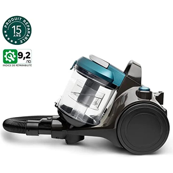 H.Koenig STC56 Beutelloser Bodenstaubsauger, Multizyklon Staubsauger, Ergonomisch, HEPA12 Filter, Leise, Leistungsstark, Inklusive Bürste, 2 in 1 Flachdüse, Polsterbürste, Grau – Bild 2