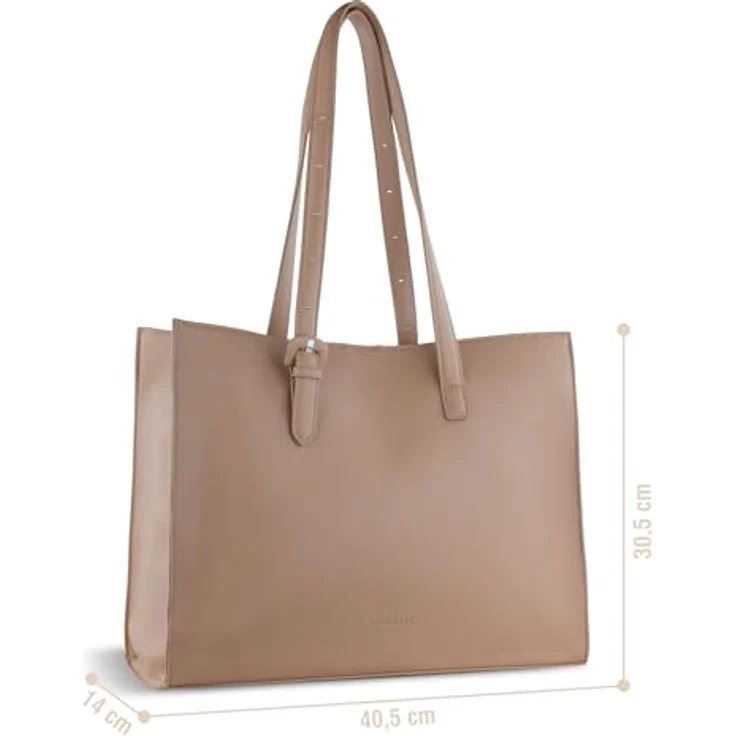 bugatti Luna Shopper Tasche, 40 cm mit Laptopfach, 100% Polyurethan, braun – Bild 2