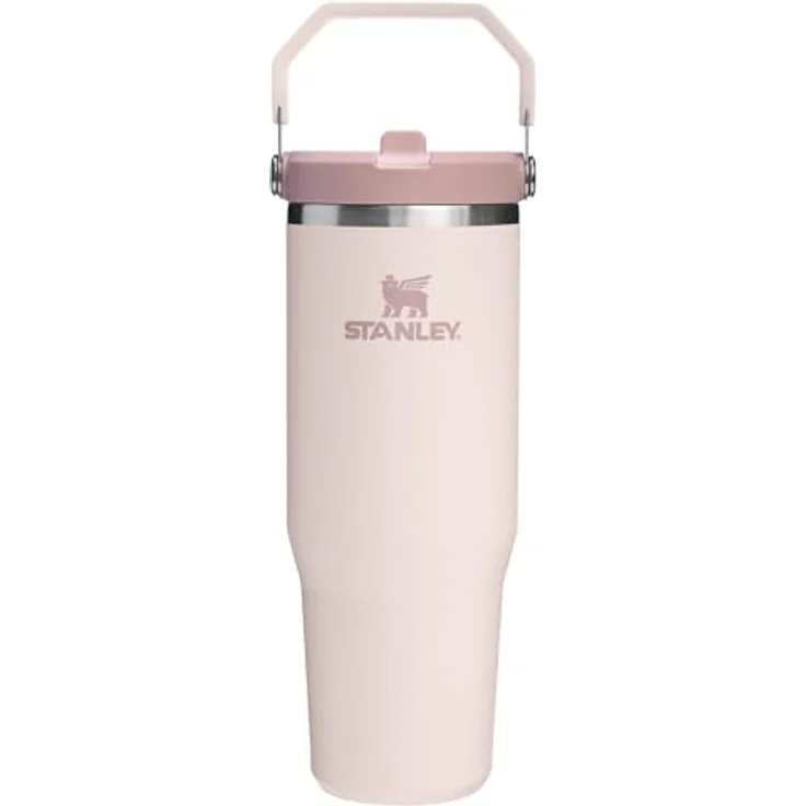 Stanley Ice Flow Go Klapp-Trinkhalm, 870 ml, auslaufsicheres Design, doppelwandige Vakuumisolierung, Rosenquarz – Bild 1
