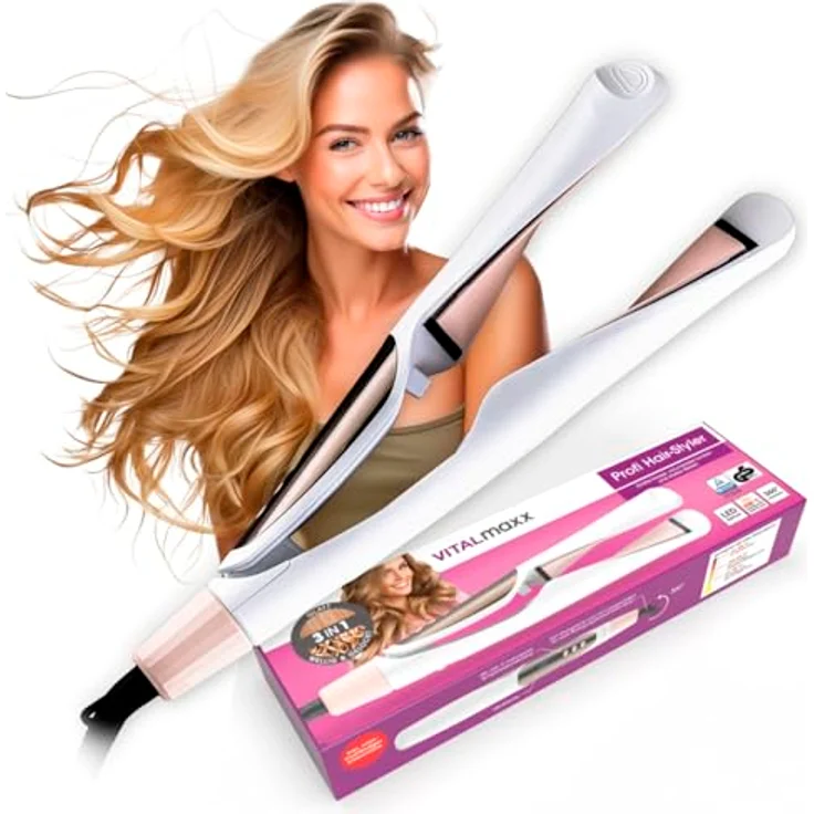 VITALmaxx Profi Hair Styler | 3in1 Lockenstab, Glätteisen & Welleneisen mit LED Display | Temperaturen von 150-230 °C | 360° Drehgelenk & 1,8 m langes Kabel | Ersetzt Lockenwickler – Bild 1