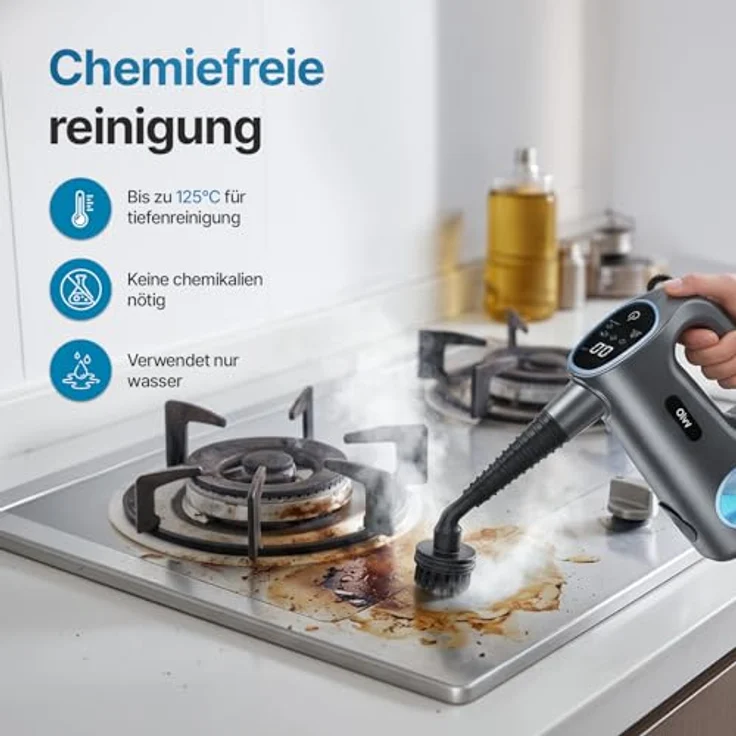 Olvy Multifunktionaler Dampfreiniger, 1200 Watt für chemiefreie Tiefenreinigung mit 400 ml Wassertank und 10 spezialisierten Aufsätzen – Bild 4