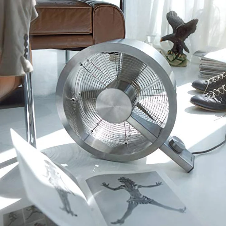 Stadler Form Desgin-Ventilator Q, hochwertig gefertigt aus Aluminium-Edelstahl mit 3 Leistungsstufen, 40 Watt, silber – Bild 4