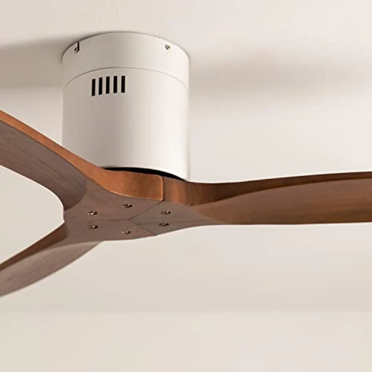 CREATE WINDCALM M Deckenventilator, ABS Weiß mit Dunkelholzflügel-Optik, 132 cm, 40W, 6 Geschwindigkeiten, Fernbedienung, Timer, DC-Motor, Sommer-Winterbetrieb – Bild 3