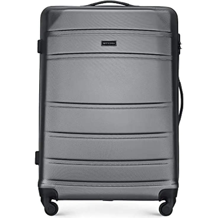 WITTCHEN Großer Koffer Trolley Koffer Reisekoffer aus ABS Hartschalen Trolley 4 Rollen Kombinationsschloss Grau 56-3A-653-01