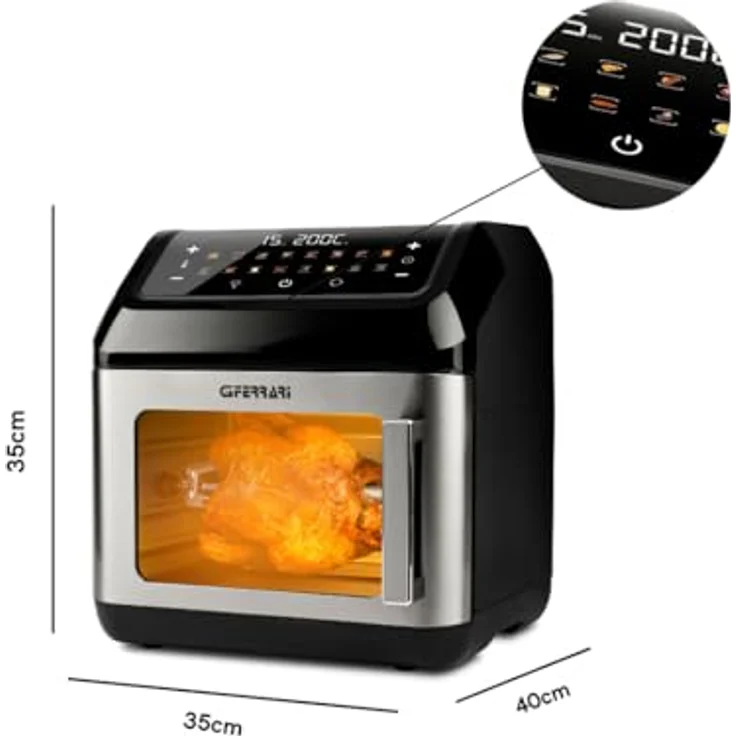 G3 Ferrari G10187 Friggisano Evo 13L Luftfrittereice, 1700 W, 13 Liter, 16 Programme, digitales Display, Dörrfunktion, Zubehör aus Edelstahl BPA/PFOA frei, inkl. Rezeptbuch – Bild 3