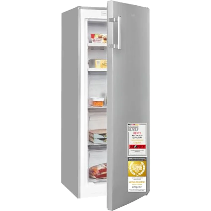 Exquisit GS5231-NF-H-040D Gefrierschrank, 161 l, No Frost, Energieklasse D, 39 dB, inoxlook – Bild 1