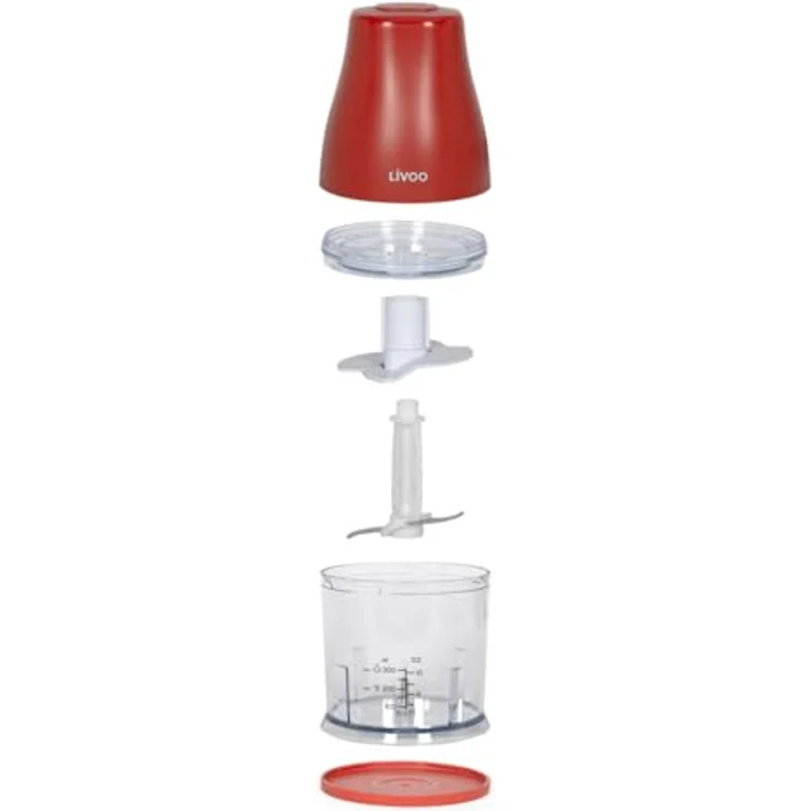 Livoo DOP244N Zerkleinerer 300 ml, 400 W mit Turbo-Funktion, 1 Geschwindigkeit, Chilenrot – Bild 2