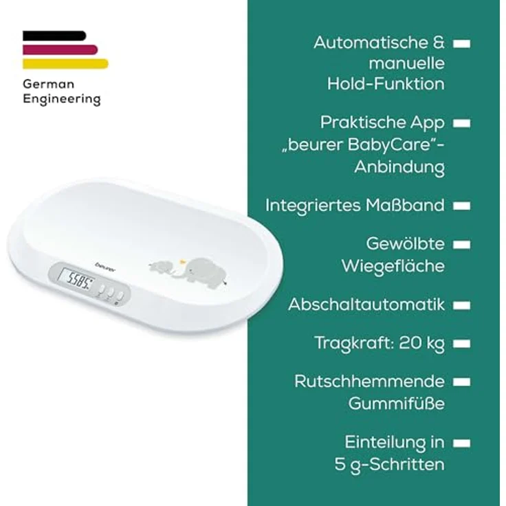 Beurer, Personenwaage, Babywaage Bluetooth BY90 (20 kg) – Bild 6