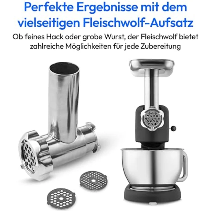 MEDION Digitale Küchenmaschine MD12600, 800 W Gleichstrommotor, Energiesparend, Ultraleise, Digitales Sensor-Touch-Display, 4,6 L Edelstahlschüssel, Inkl. Fleischwolf – Bild 5